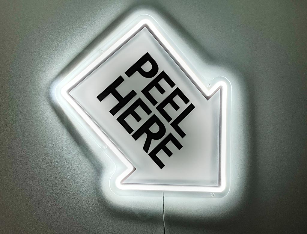 GPK PEEL HERE Neon Sign – Get a Grip Skateboards